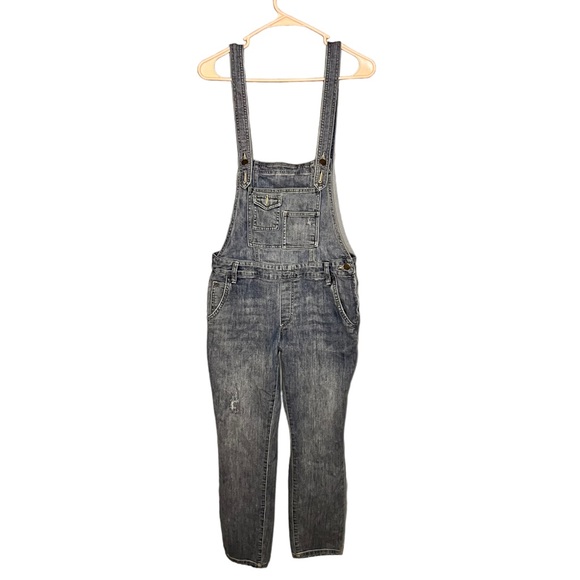 Free People Washed Denim Overalls Medium Wash 27 - Picture 2 of 10